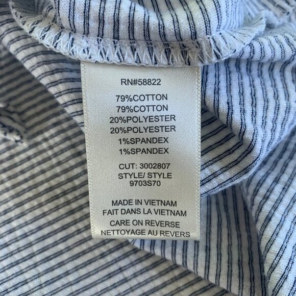 Max Studio Womens Short Sleeve Front Knot Tie Top Blouse Striped White Blue Sz S - Picture 4 of 9